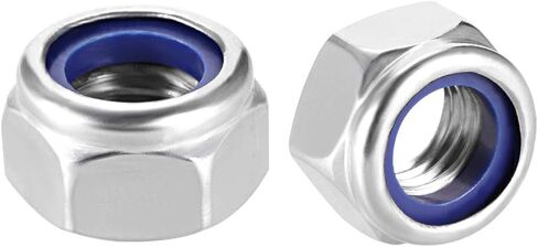 uxcell Hex Lock Nuts - M10 x 1.5mm Stainless Steel Nylon Insert Self-Locking Nuts for Fasteners, 4Pcs Silver Tone in Saudi Arabia