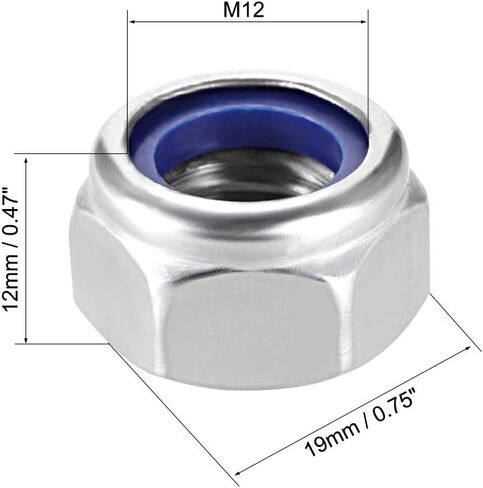 uxcell Hex Lock Nuts - M10 x 1.5mm Stainless Steel Nylon Insert Self-Locking Nuts for Fasteners, 4Pcs Silver Tone in Saudi Arabia