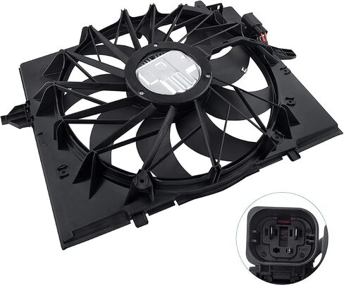 Engine Radiator Cooling Fan Assembly Fit for BMW Models E60 E61 E63 E64 E65 E66-525i 2006-2007, 525xi 2006-2007, 528i 2008-2010, 528xi 530i 530xi 545i 750i 750Li 645Ci Replace# 17427543282 in Saudi Arabia