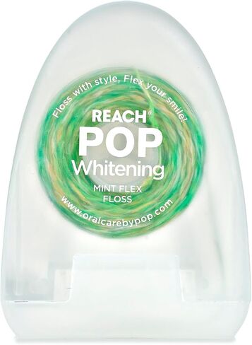 REACH® POP Whitening Dental Floss | Baking-Soda Infused | Vegan Wax & PFAS-Free | Durable & Shred Resistant | Slides Smoothly & Easily | Effective Plaque Removal | 54.6 YD in Saudi Arabia