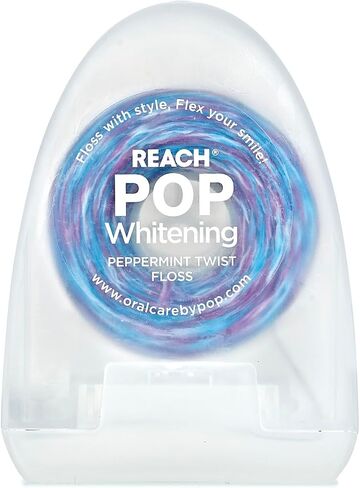 REACH® POP Whitening Dental Floss | Baking-Soda Infused | Vegan Wax & PFAS-Free | Durable & Shred Resistant | Slides Smoothly & Easily | Effective Plaque Removal | 54.6 YD in Saudi Arabia