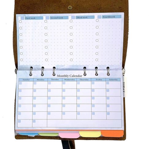 مخطط جلدي، تقويم أسبوعي وشهري، مخطط ميزانية للرجال والنساء، منظم شخصي غير مؤرخ، A6 in Kuwait