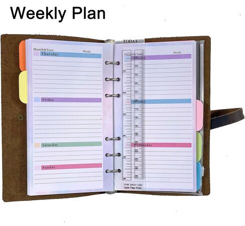 مخطط جلدي، تقويم أسبوعي وشهري، مخطط ميزانية للرجال والنساء، منظم شخصي غير مؤرخ، A6 in Kuwait