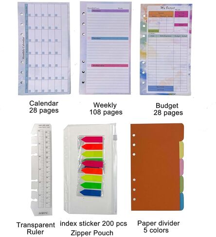 مخطط جلدي، تقويم أسبوعي وشهري، مخطط ميزانية للرجال والنساء، منظم شخصي غير مؤرخ، A6 in Kuwait