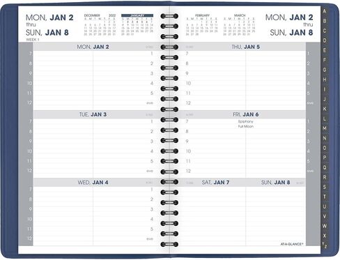 مخطط أسبوعي AT-A-GLANCE 2023، كتاب مواعيد كل ساعة، 5 بوصة × 8 بوصة، صغير، صفحات الهاتف/العناوين، عصري، أزرق (7010820) in Saudi Arabia
