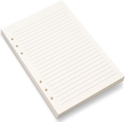 A5 Lined Paper,A5 Refill Paper,A5 Filler Paper,6 Hole Punched,Refills for A5 Filofax Planner Binder Journals Notes, 8mm Ruled Loose Leaf Paper, 80 Sheets/160 Pages,5.6x8.3 Inch,Beige (1) in Saudi Arabia
