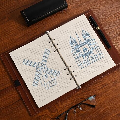 A5 Lined Paper,A5 Refill Paper,A5 Filler Paper,6 Hole Punched,Refills for A5 Filofax Planner Binder Journals Notes, 8mm Ruled Loose Leaf Paper, 80 Sheets/160 Pages,5.6x8.3 Inch,Beige (1) in Saudi Arabia