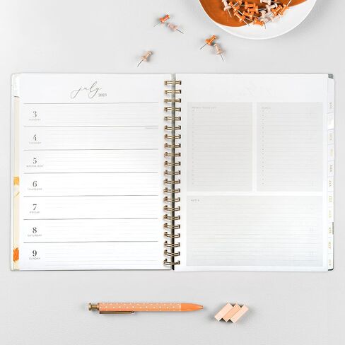 Blue Sky Life Note It 2023-2024 ملاحظات مخطط أسبوعية وشهرية للعام الدراسي، 8.5 بوصة × 11 بوصة، غطاء بلوري، سلكي، Hannah Frosted (142588-A24) in Saudi Arabia