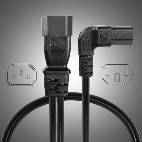 CERRXIAN 1FT C14 إلى 2 × C13 Y كابل تمديد الطاقة، خادم UPS IEC 320 C14 ذكر لأعلى زاوية مزدوجة C13 سلك طاقة أنثى (c14-2c13u) in Saudi Arabia