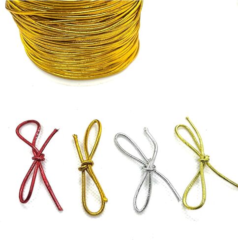 Weststone Qty 1 roll Silver - 300ft x 2mm Round Metallic Stretch Cord Elastic Cords Elastic Stretch String for Bracelets, Braiding, Ornament Hanging, Gift Wrapping - Silver in Saudi Arabia