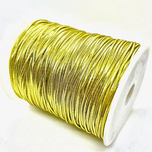 Weststone Qty 1 roll Silver - 300ft x 2mm Round Metallic Stretch Cord Elastic Cords Elastic Stretch String for Bracelets, Braiding, Ornament Hanging, Gift Wrapping - Silver in Saudi Arabia