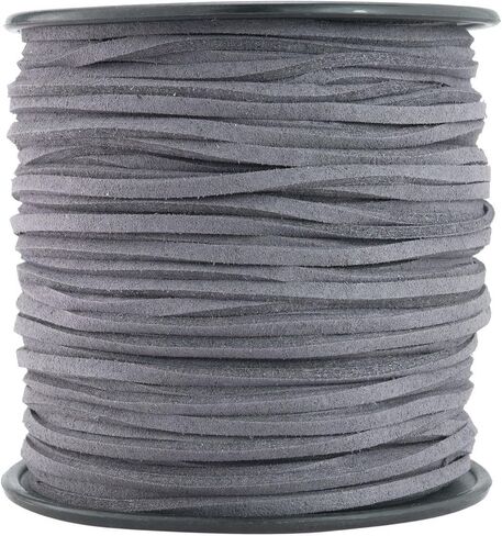 تامبي 2.6 ملم سلك جلدي مسطح لصنع المجوهرات أربطة جلدية مرنة للحرف اليدوية، دانتيل الأحذية الجلدية، الفنون والحرف اليدوية 100 ياردة (رمادي داكن) in Kuwait