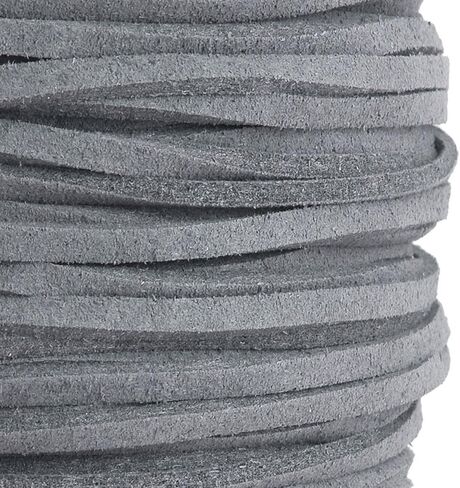 تامبي 2.6 ملم سلك جلدي مسطح لصنع المجوهرات أربطة جلدية مرنة للحرف اليدوية، دانتيل الأحذية الجلدية، الفنون والحرف اليدوية 100 ياردة (رمادي داكن) in Kuwait