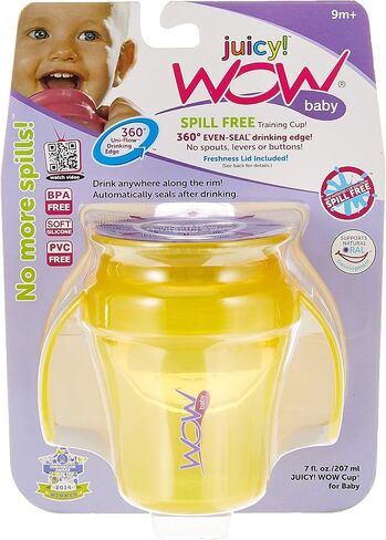 JUICY! WOW CUP Baby 360 Trainer Sippy Cup with Freshness Lid, Yellow, 7 oz. in Saudi Arabia