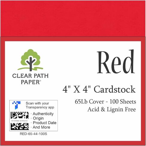 Red Cardstock - 4 x 4 inch - 65Lb Cover - 100 Sheets - Clear Path Paper in Saudi Arabia