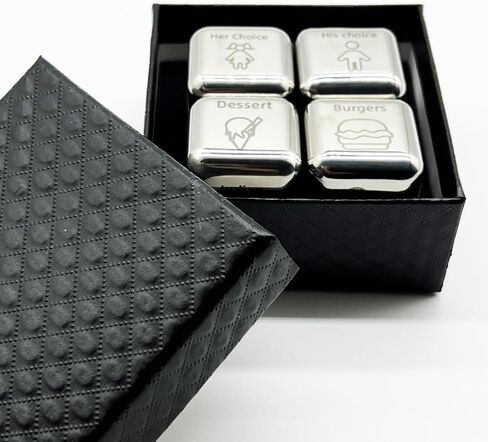 4 PCS Food Dinner Dice Gift Stainless Steel Dinner Dice Gift for Him Her Anniversary Date Dice,Birthday Gifts Family Food Decision Dice What to eat Dice Fast Food Dice,Lunch Dice Party Dice in Saudi Arabia