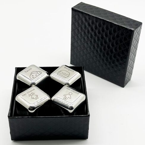 4 PCS Food Dinner Dice Gift Stainless Steel Dinner Dice Gift for Him Her Anniversary Date Dice,Birthday Gifts Family Food Decision Dice What to eat Dice Fast Food Dice,Lunch Dice Party Dice in Saudi Arabia
