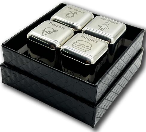 4 PCS Food Dinner Dice Gift Stainless Steel Dinner Dice Gift for Him Her Anniversary Date Dice,Birthday Gifts Family Food Decision Dice What to eat Dice Fast Food Dice,Lunch Dice Party Dice in Saudi Arabia