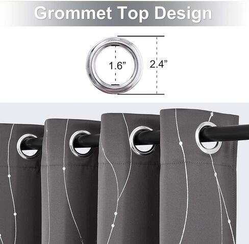 ستائر تعتيم مطبوعة باللون الرمادي من StangH - ستائر حماية للخصوصية معزولة حراريًا مع نمط خطوط موجة فضية للمطبخ/نافذة صغيرة، W52 x L45 بوصة، رمادي، لوحتان in Kuwait