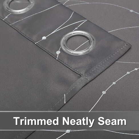 ستائر تعتيم مطبوعة باللون الرمادي من StangH - ستائر حماية للخصوصية معزولة حراريًا مع نمط خطوط موجة فضية للمطبخ/نافذة صغيرة، W52 x L45 بوصة، رمادي، لوحتان in Kuwait