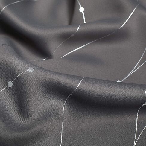 ستائر تعتيم مطبوعة باللون الرمادي من StangH - ستائر حماية للخصوصية معزولة حراريًا مع نمط خطوط موجة فضية للمطبخ/نافذة صغيرة، W52 x L45 بوصة، رمادي، لوحتان in Kuwait