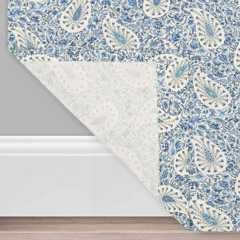 Waverly Paisley Verveine طبقات صغيرة من الألواح الخاصة بنافذة الخصوصية، زوج من الحمام، غرفة المعيشة، 52 بوصة × 36 بوصة، بلو جاي in Kuwait
