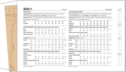 Butterick Misses' Jeans Sewing Pattern Kit by Palmer/Pletsch, Design Code B6911, Sizes 12-14-16-18-20 in Saudi Arabia
