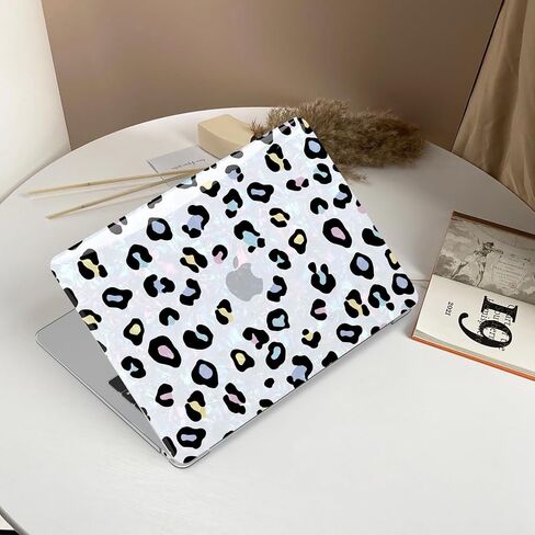 Compatible with MacBook Air 13 Inch Case 2022 2021 2020 2019 2018 Release M1 A2337 A2179 A1932, Sparkle Pearly-Lustre Design Hard Shell Case + Screen Protector + Keyboard Cover, Leopard Print in Saudi Arabia