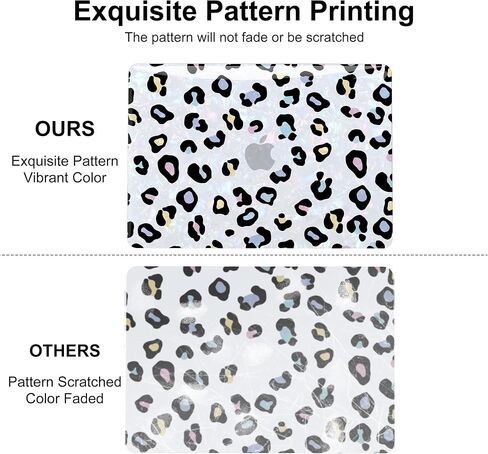 Compatible with MacBook Air 13 Inch Case 2022 2021 2020 2019 2018 Release M1 A2337 A2179 A1932, Sparkle Pearly-Lustre Design Hard Shell Case + Screen Protector + Keyboard Cover, Leopard Print in Saudi Arabia