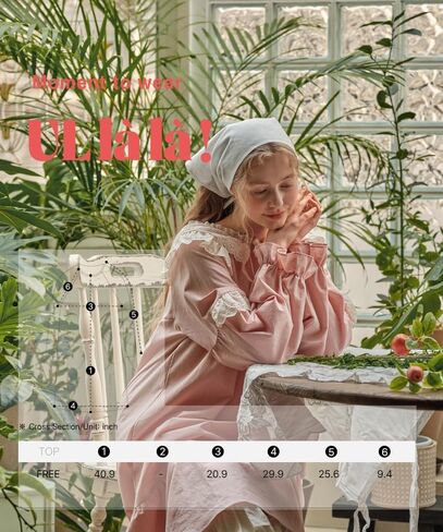 بيجامة ULLALA للنساء بأكمام طويلة عتيقة من القطن 30'S Lily2t قطعة واحدة ملابس نوم ناعمة خوخي قطعة واحدة مقاس واحد in Kuwait