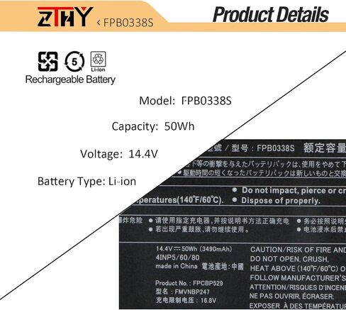 ZTHY 50Wh FPB0338S FPCBP529 FPCBP531 بطارية لفوجيتسو لايف بوك T937 T938 T939 E448 E449 E458 E459 E548 E549 E558 E559 E4411 E4511 E5410 E5411 E5510 E5511 U747 U748 U749 U757 U758 U759 U7410 U7510 in Saudi Arabia