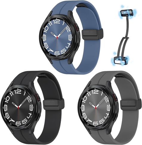 6 عبوات من الأربطة المغناطيسية المتوافقة مع ساعة Galaxy Watch 6 Band 40mm 44mm، Galaxy Watch 6 Classic 43mm 47mm، Galaxy Watch 5 Pro 45mm، حزام سيليكون ناعم بدون فجوة لساعة Galaxy Watch 5 Band Women Men in Kuwait
