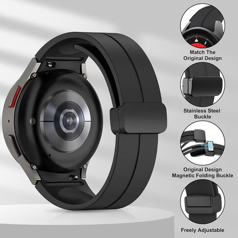 6 عبوات من الأربطة المغناطيسية المتوافقة مع ساعة Galaxy Watch 6 Band 40mm 44mm، Galaxy Watch 6 Classic 43mm 47mm، Galaxy Watch 5 Pro 45mm، حزام سيليكون ناعم بدون فجوة لساعة Galaxy Watch 5 Band Women Men in Kuwait