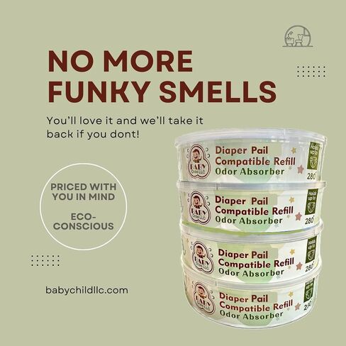 Diaper Pail Refills, Compatible with Diaper Genie, 4-Pack, 1080 Count, Odor Absorber, 7-Layer Smell-Bloc Technology in Saudi Arabia