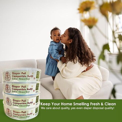 Diaper Pail Refills, Compatible with Diaper Genie, 4-Pack, 1080 Count, Odor Absorber, 7-Layer Smell-Bloc Technology in Saudi Arabia