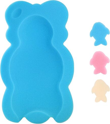Baby Bath Cushion Infant Bath Sponge Bath Mat, Baby Bath Pad Bath Sponge for Toddler Infant Newborn (Blue-Style4) in Saudi Arabia
