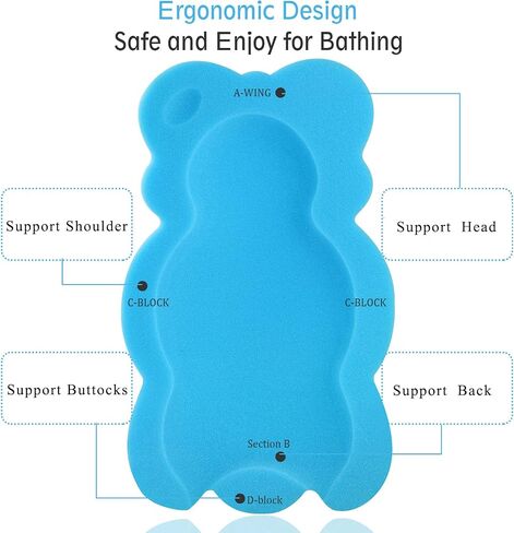 Baby Bath Cushion Infant Bath Sponge Bath Mat, Baby Bath Pad Bath Sponge for Toddler Infant Newborn (Blue-Style4) in Saudi Arabia