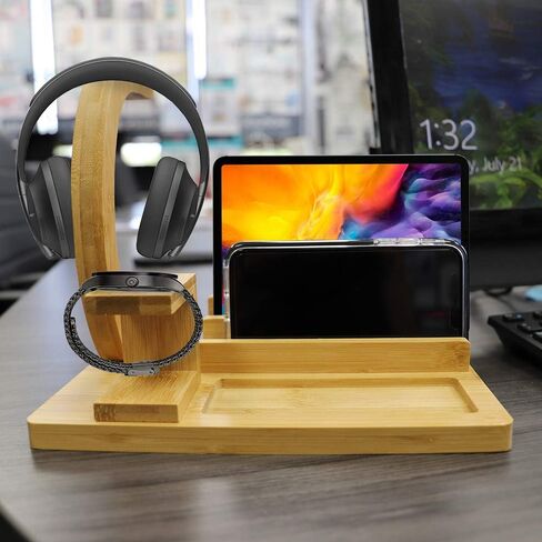 Home Basics Bamboo Headphone Station, Natural in Saudi Arabia