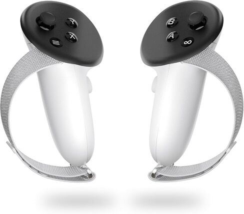غطاء مقابض وحدة التحكم متوافق مع ملحقات Meta/Oculus Quest 3، تصميم فريد مع أغطية بطارية بمقبض غير قابل للانزلاق وحزام يد ناعم قابل للتعديل يناسب قاعدة الشحن الرسمية in Kuwait