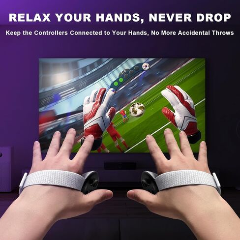 غطاء مقابض وحدة التحكم متوافق مع ملحقات Meta/Oculus Quest 3، تصميم فريد مع أغطية بطارية بمقبض غير قابل للانزلاق وحزام يد ناعم قابل للتعديل يناسب قاعدة الشحن الرسمية in Kuwait