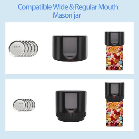 Electric Mason Jar Vacuum Sealer Kit for Wide Mouth and Regular Mouth Mason Jars,Vacuum Sealing Machine for Food Storage,Jar Vacuum Sealer for Canning Jars… in Saudi Arabia