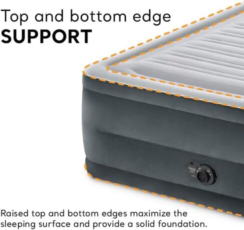 مرتبة هوائية فاخرة مريحة من INTEX Dura-Beam Deluxe: هيكل من الألياف التقنية – مضخة كهربائية مدمجة – طبقة علوية مريحة مزدوجة الطبقة – سطح نوم مخملي – حقيبة حمل متضمنة in Kuwait
