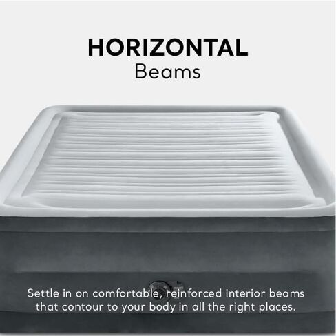 مرتبة هوائية فاخرة مريحة من INTEX Dura-Beam Deluxe: هيكل من الألياف التقنية – مضخة كهربائية مدمجة – طبقة علوية مريحة مزدوجة الطبقة – سطح نوم مخملي – حقيبة حمل متضمنة in Kuwait