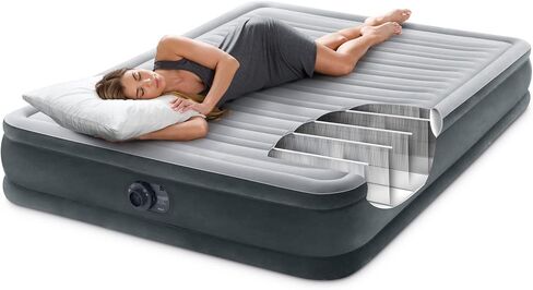 INTEX Dura-Beam Deluxe Comfort-Plush Luxury Air Mattress: Fiber-Tech Construction – Built-in Electric Pump – Dual-Layer Comfort Top – Velvety Sleeping Surface – Carry Bag Included in Saudi Arabia