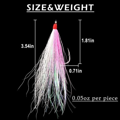 Bucktail Teasers with Hook Saltwater, Fishing Teaser Lures Flounder Rig Fishing Jig Hooks 5 Colors for Flounder Salmon Trout Sea Bass in Saudi Arabia
