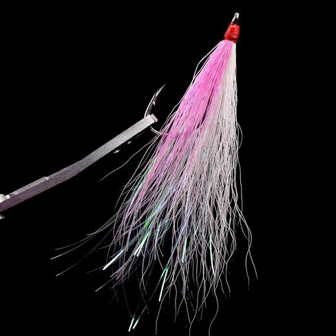 Bucktail Teasers with Hook Saltwater, Fishing Teaser Lures Flounder Rig Fishing Jig Hooks 5 Colors for Flounder Salmon Trout Sea Bass in Saudi Arabia