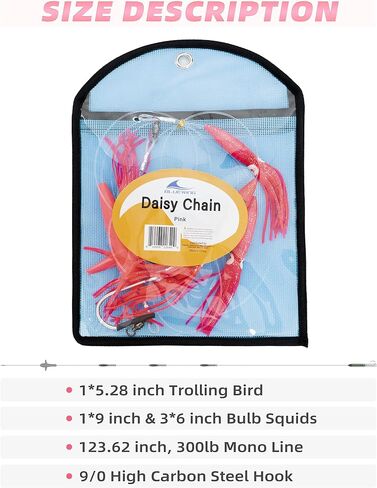 BLUEWING Fishing Daisy Chain Big Game Bulb Squid Trolling Bird Tuna Lures Fish Teasers for Marlin Sailfish in Saudi Arabia