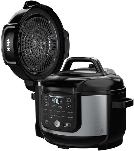 Ninja OS301/FD305CO Foodi 10 في 1 طنجرة ضغط ومقلاة هوائية مع رف شواء متداخل، سعة 6.5 لتر، ولمسة نهائية مقاومة للصدأ (متجددة) in Saudi Arabia