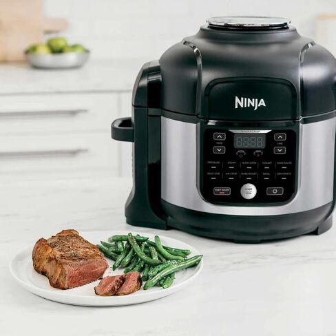 Ninja OS301/FD305CO Foodi 10 في 1 طنجرة ضغط ومقلاة هوائية مع رف شواء متداخل، سعة 6.5 لتر، ولمسة نهائية مقاومة للصدأ (متجددة) in Saudi Arabia