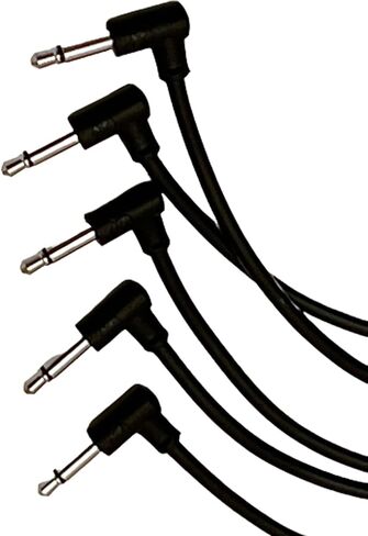 Luigis Modular M-PAR Right Angled Eurorack Patch Cables - Package of 5 Black Cables, 4" (10 cm) in Saudi Arabia